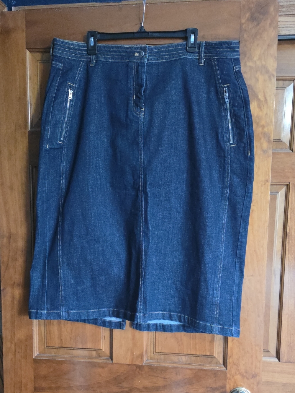 Anthropologie Dark Blue Denim Midi Skirt